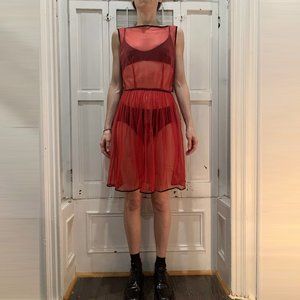 Vintage Betsey Johnson Sheer Transparent Red Dress